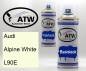 Preview: Audi, Alpine White, L90E: 400ml Sprühdose + 400ml Klarlack - Set, von ATW Autoteile West.